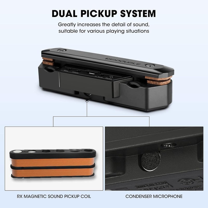 SUNYIN Acoustic Guitar Pickup Rechargable Active Soundhole Guitar Pickup Adjustable Pickup for Guitar Magnetic Coil Build-in Volume Control Guitar Microphone Acoustic Pickup - Image 3